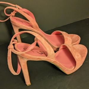 Pink Suede Ankle Strap Sandal SAM EDELMAN Carmine Rose Size 9.5